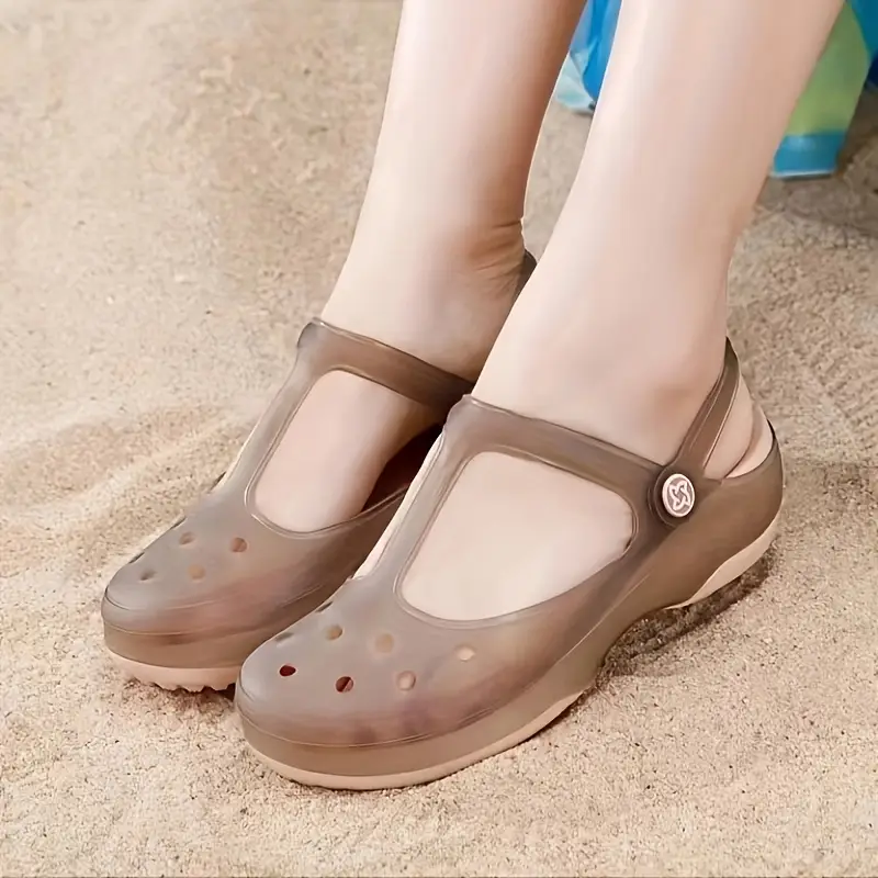 womens solid clogs soft sole platform two way wear home slides non slip closed toe details 5