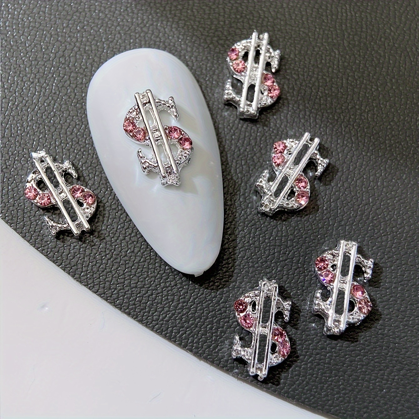 

10pcs Dollar Sign Nail Charms With Rhinestones, Alloy Nail Art Decorations, Unscented Diy Nail Gems For Manicures And Nail Supplies