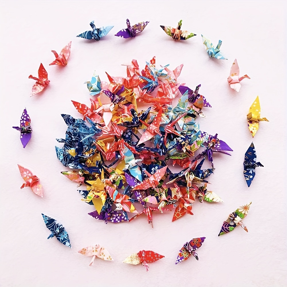 

100pcs Mini Premade Origami Washi Paper Cranes For Wedding Party Décor Folded Origami Cranes Handmade Christmas Gift Paper Cranes Tea Party Supplies Table Confetti Baby Shower Party Favor