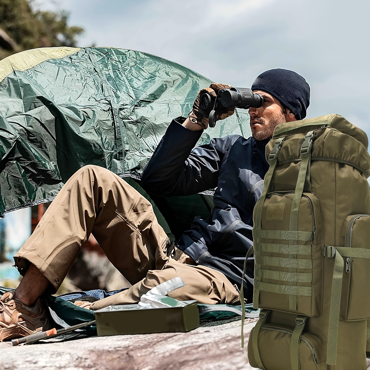  65l large outdoor hiking backpack durable oxford fabric multi compartment versatile design for camping trekking travel ideal gift for Product details 2