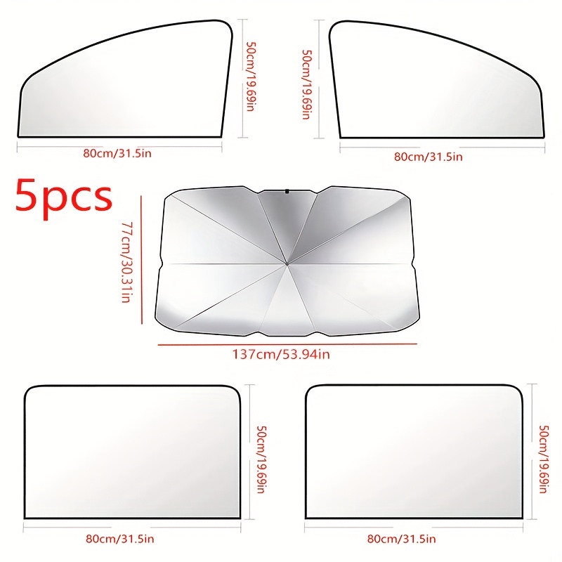 4pcs 5pcs car summer sunshade curtain combination of sunshade window curtains and umbrellas sunscreen insulation car parasol magnetic side window curtain car sunshade front side
