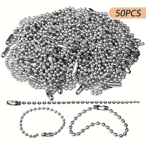 50 100pcs 10cm 4inch metal bead chain with ball joint clasp keychain ring metal bead chain dog tag chain for diy crafting