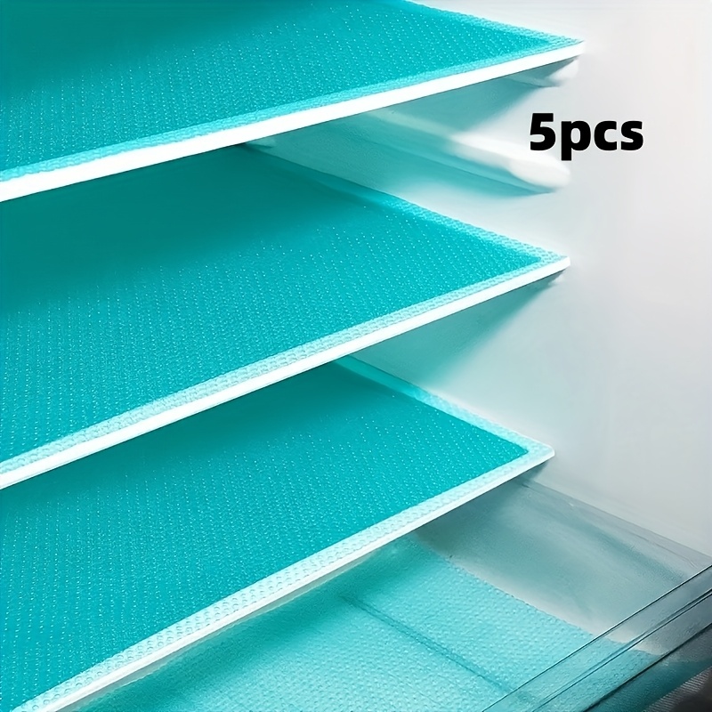 5pcs High-quality Refrigerator Mats And Liners - Teal, Easy To Clean, Washable, Durable Eva Material, Suitable For Freezers, Shelves, Cabinets, Kitchen Essentials, Shelf Liners