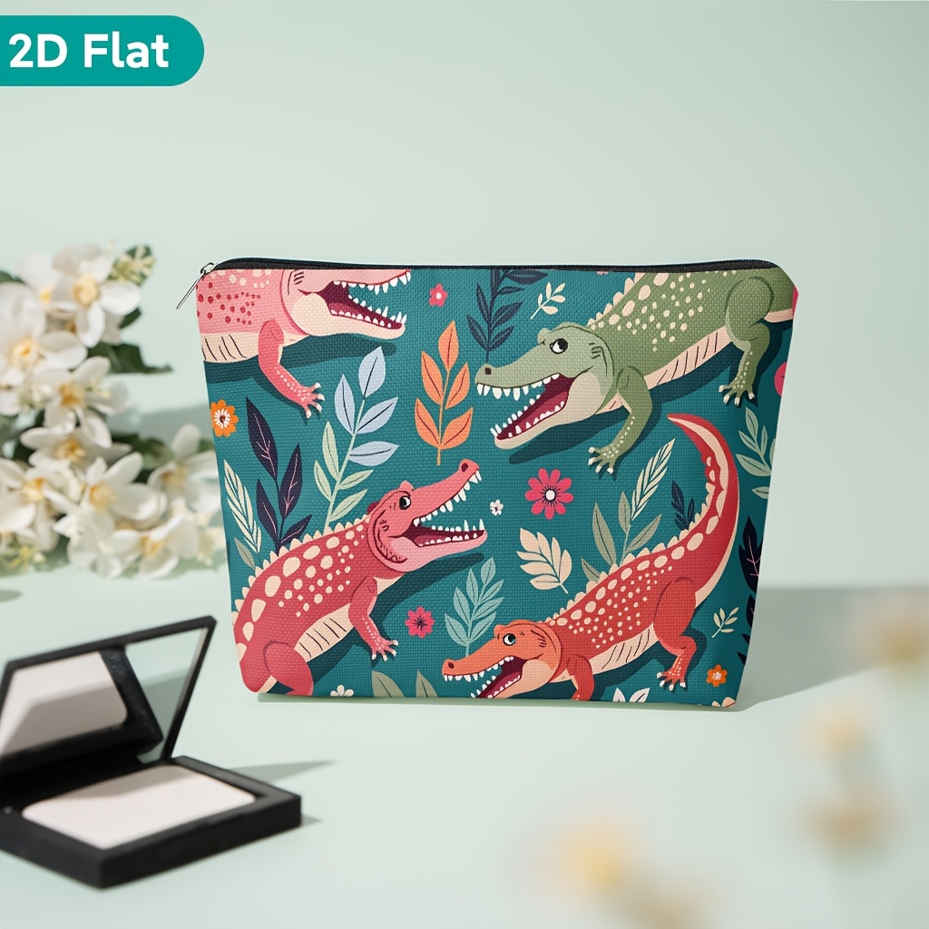 TEMU Cosmetic Bag 1pc, A Pattern Of And Flowers On A , Party Gift Zippered Storage Bag, Lightweight Cosmetic Pouch, For Storing Cosmetics And Small Items, Travel Toiletry Bag, School, Work, Daily Use
