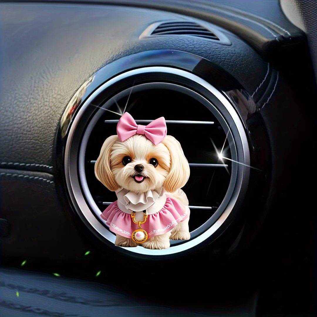 

Luxury Cartoon Dog Car Vent Clip Air Freshener, 1pc Cute Puppy Design With Built-in Fragrance Diffuser, Includes Scented Tablet - Refreshing Aroma For Vehicle Interior