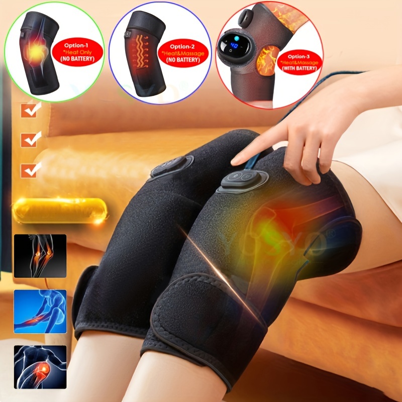 Heated Knee Brace Wrap, 3 Adjustable Heat-settings, Infrared Knee Heating  Pad for Arthritis Knee Pain Relief Massaging Knee Pad(No Battery)