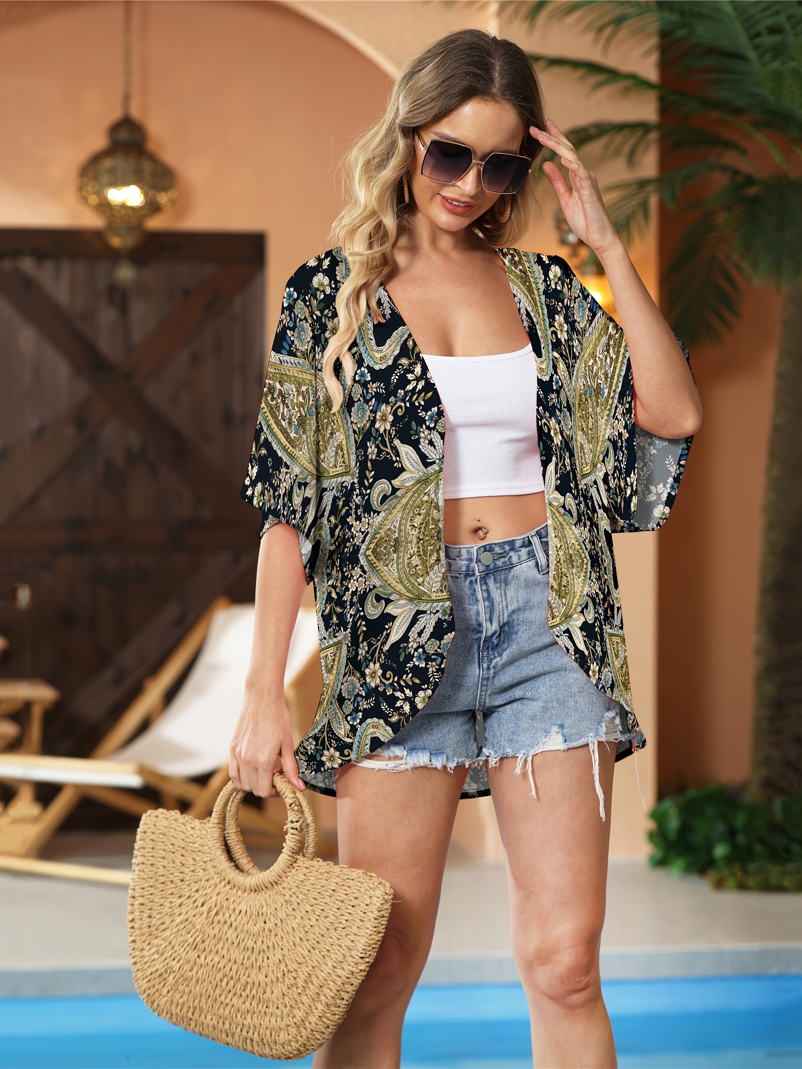 camisas de moda para mujer, cárdigans kimonos de protección solar,  sudaderas con capucha, patrones de impresión de protección solar