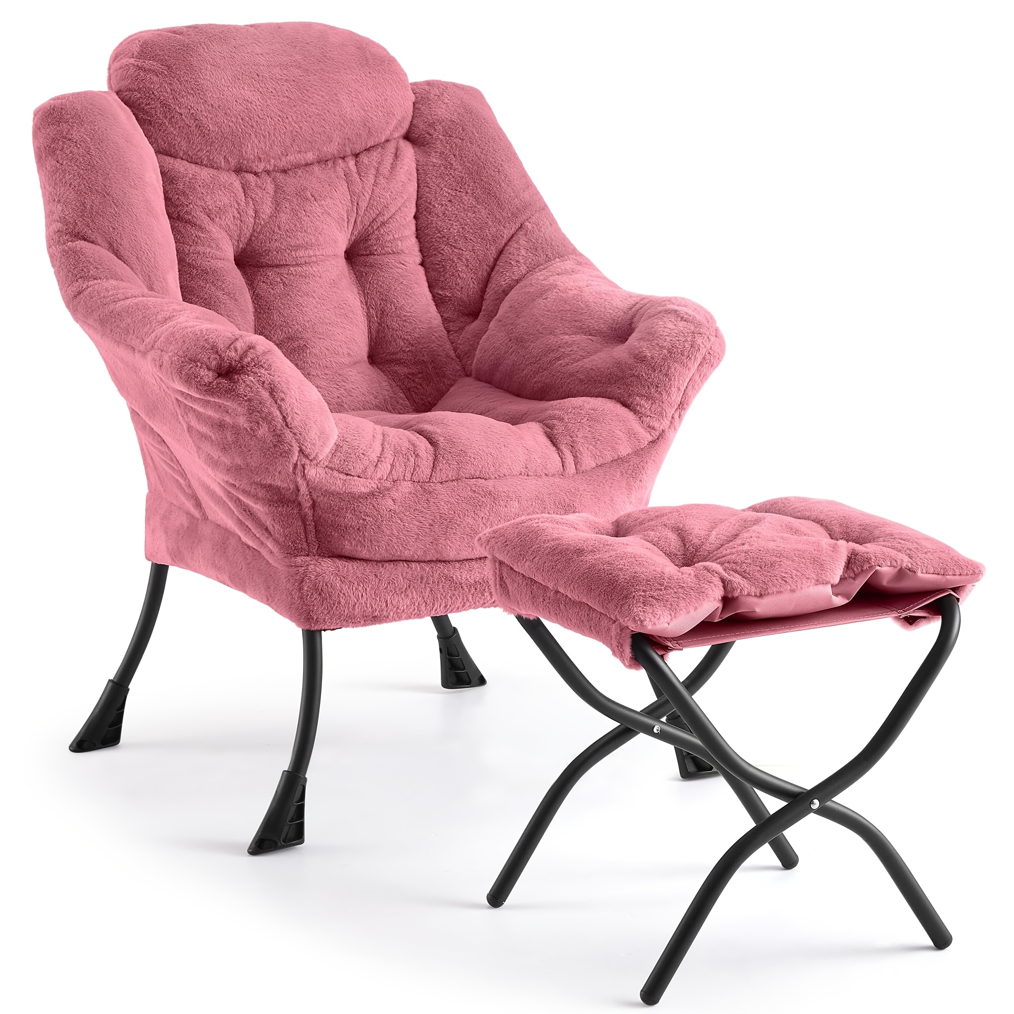 Armchair With Footstool, Comfy Accent Chair With Side Pocket, Armrests & Sturdy Legs For Living Room