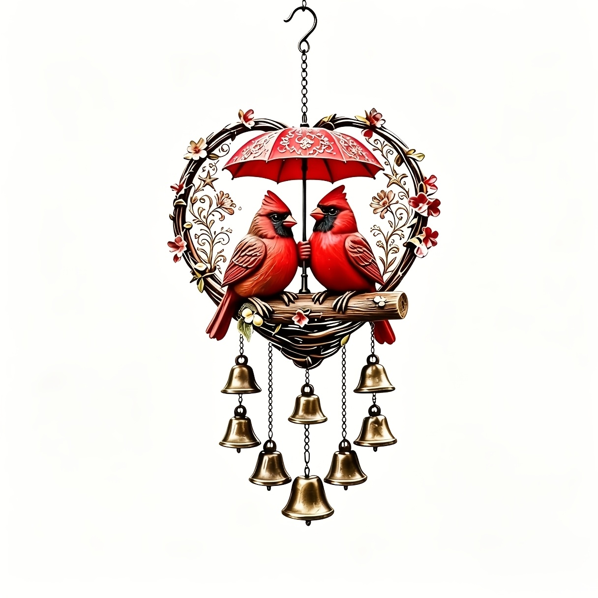 TEMU Carillon Éolien Cardinal Grand avec Pendentif Décoration Cloche. Assemblé à , Emballé Individuellement, Carillon Éolien en Métal 8 Pouces de