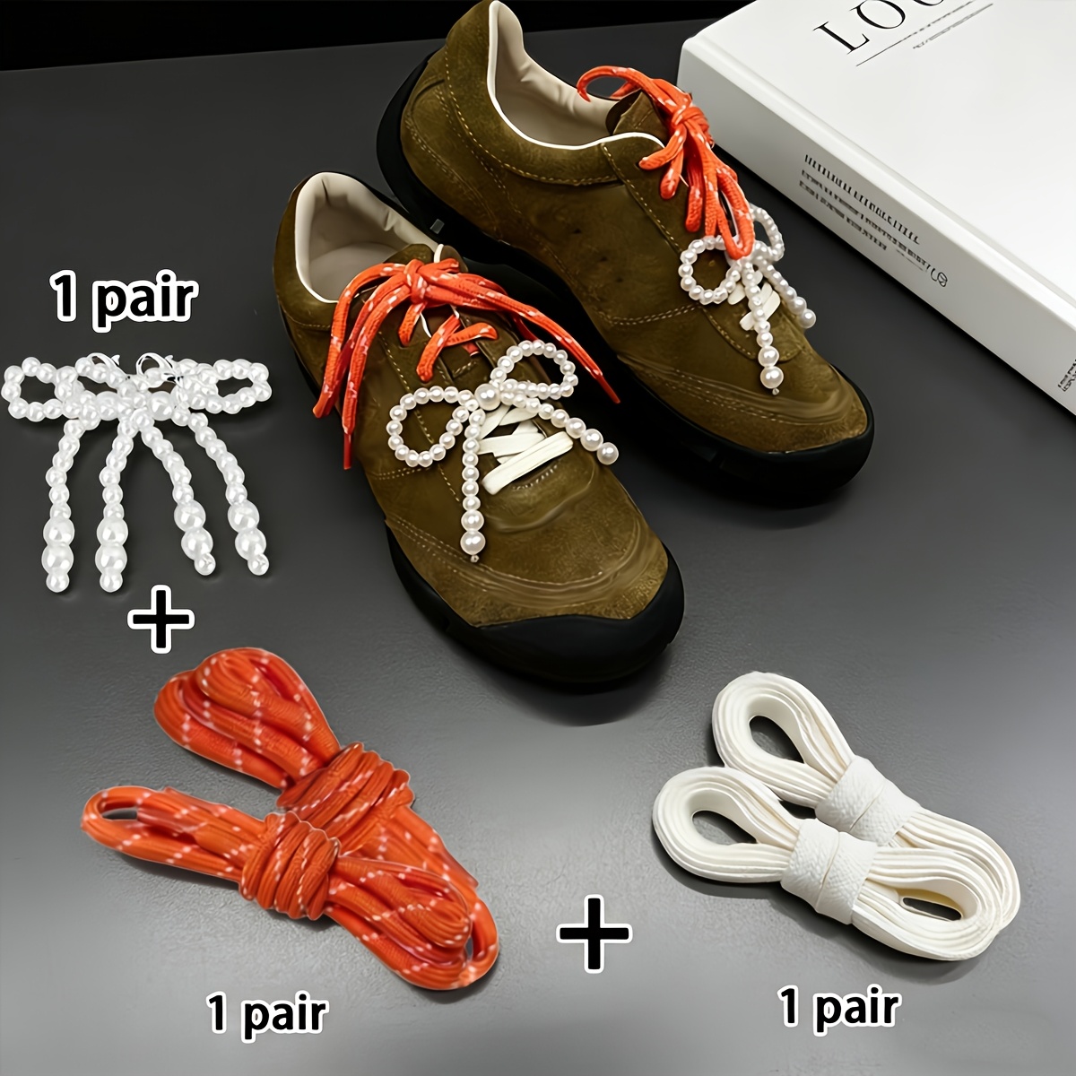 TEMU Of Shoelaces + 2 Bows, Stylish Color-block Shoelaces, Diy Replacement Shoelaces, Color-spliced Combination, Mix-and-match Shoelaces, Replacement