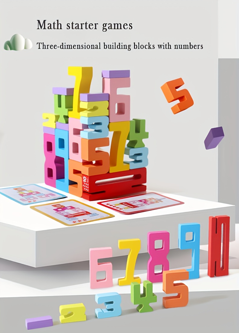 & Safe Wooden Number Blocks For Toddlers & Kids 1.5-6 Years | Early Learning Toys With 15 Activity Cards, Color & Shape Recognition, Math Fundamentals