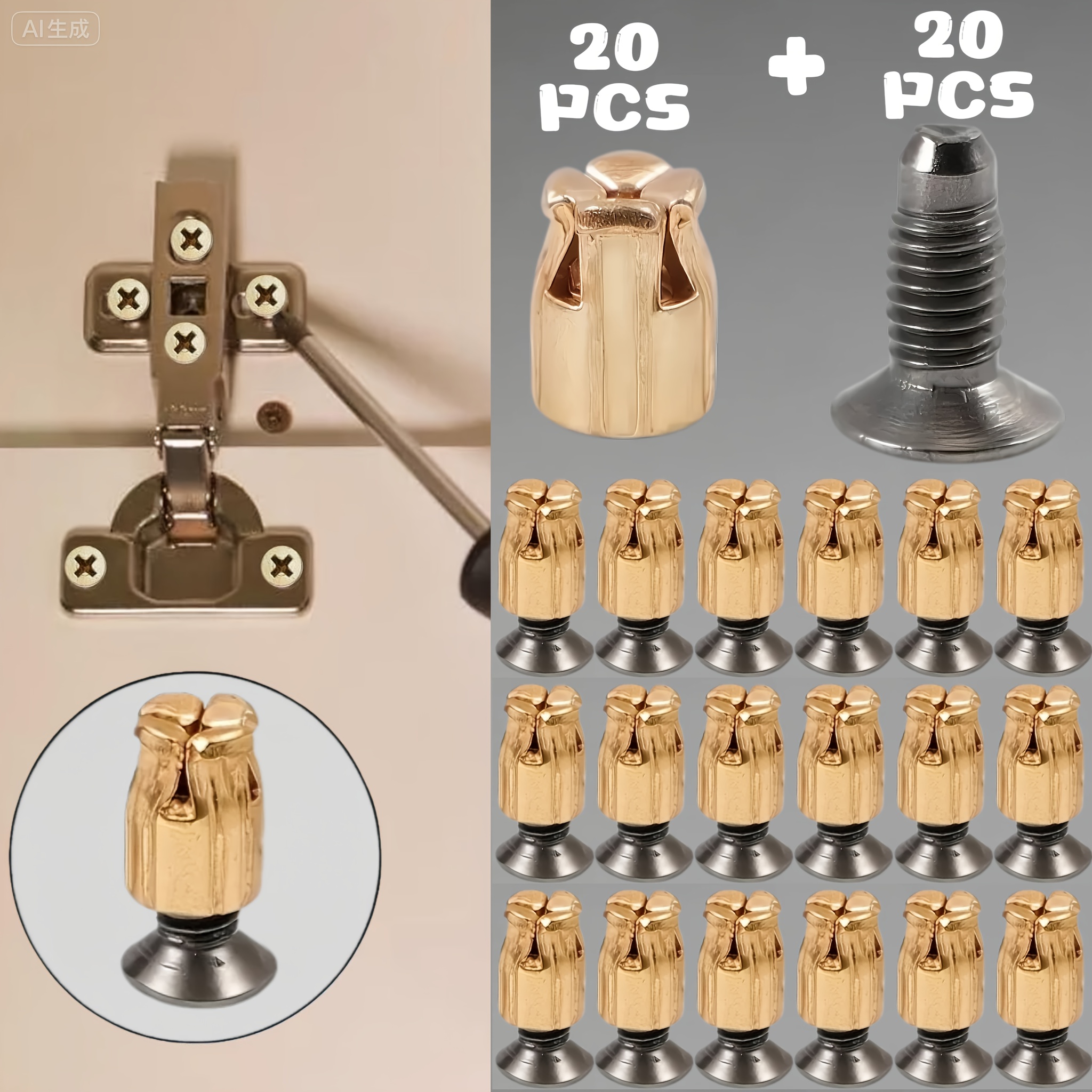 E-shop 16/40-tlg. Schrauben- Bolzensatz, multifunktionale Scharnierschrauben vormontiertes Beschlagmaterial, Schrankbefestigungsschrauben -beschläge,