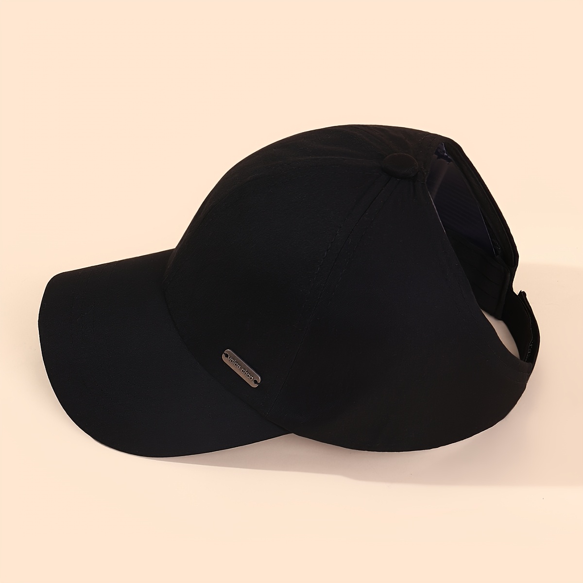 TEMU Gorra deportiva de viaje para mujer, color liso, estilo moderno, con etiqueta de hierro pequeña cosida a para , gorra de béisbol de media corona
