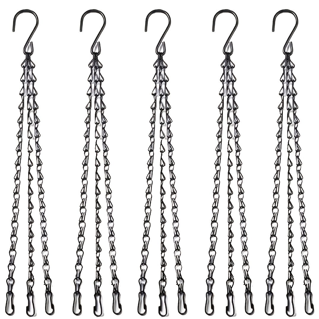 E-shop 5-teilig/8-teilig Set von 36 cm/14,17 Zoll schwarzen Hängekorbketten mit Haken, Ersatzketten für Blumentöpfe, geeignet für DIY-Vogelhäuschen,