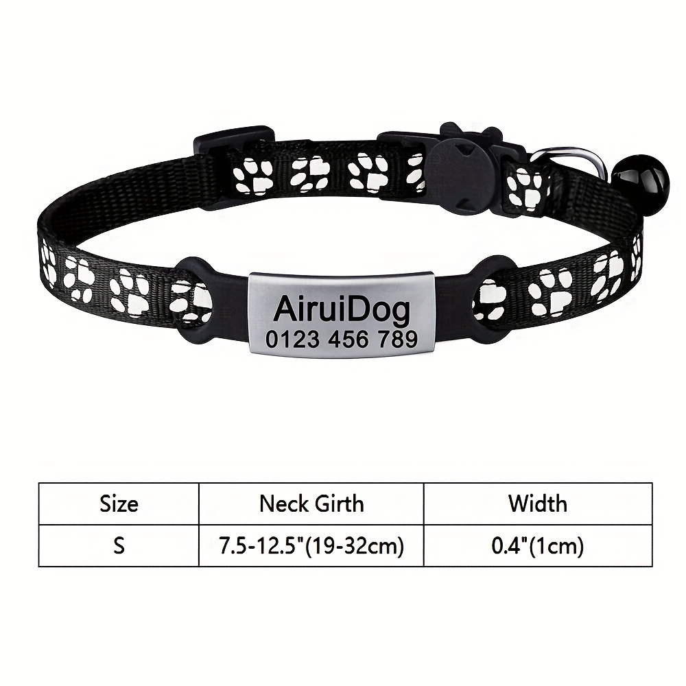 TEMU 1 stuks Aanpasbare Naam Telefoon Gepersonaliseerde Kattenhalsband Verstelbare Nylon Huisdierbenodigdheden met Belletje Kleine Hond Kittentje