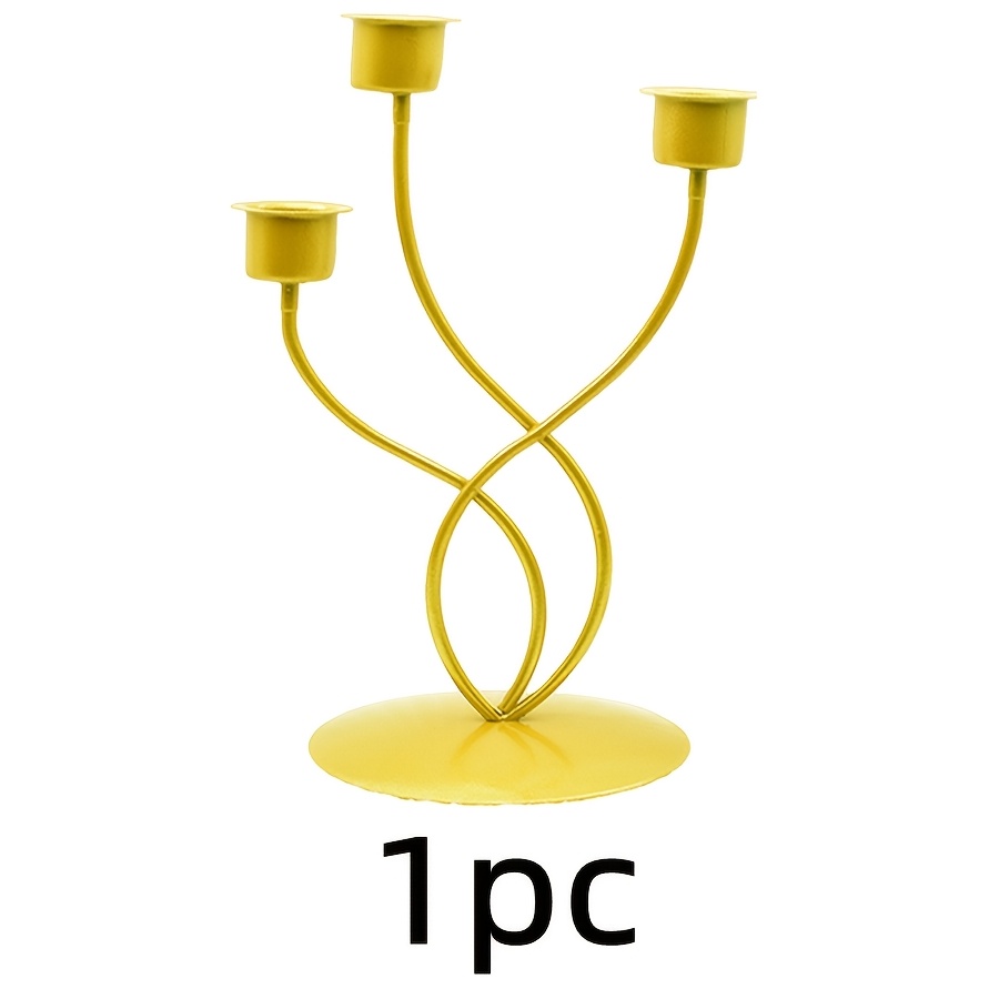 TEMU 1pc Exquisite Home Decoration Golden And Black Wire Candle Holders
