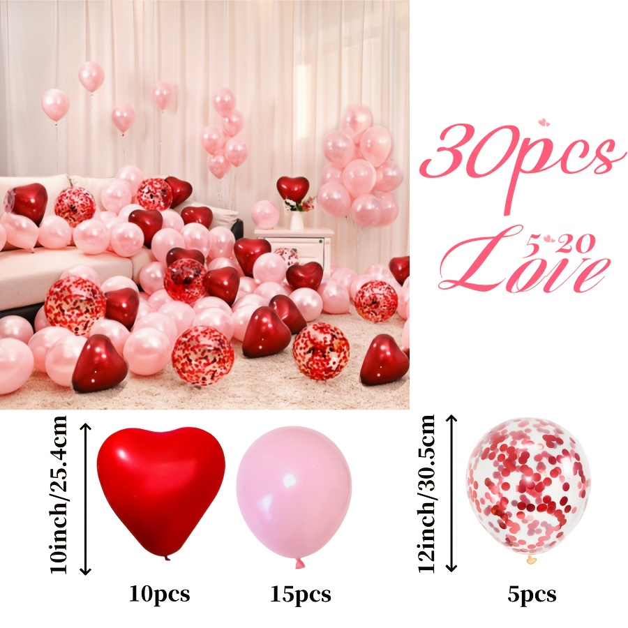 TEMU A Set Of 30 Romantic Balloons Featuring Red And Shapes For A Lovely Decorative Present For Occasions Like Valentine's Day, Weddings, Birthdays,