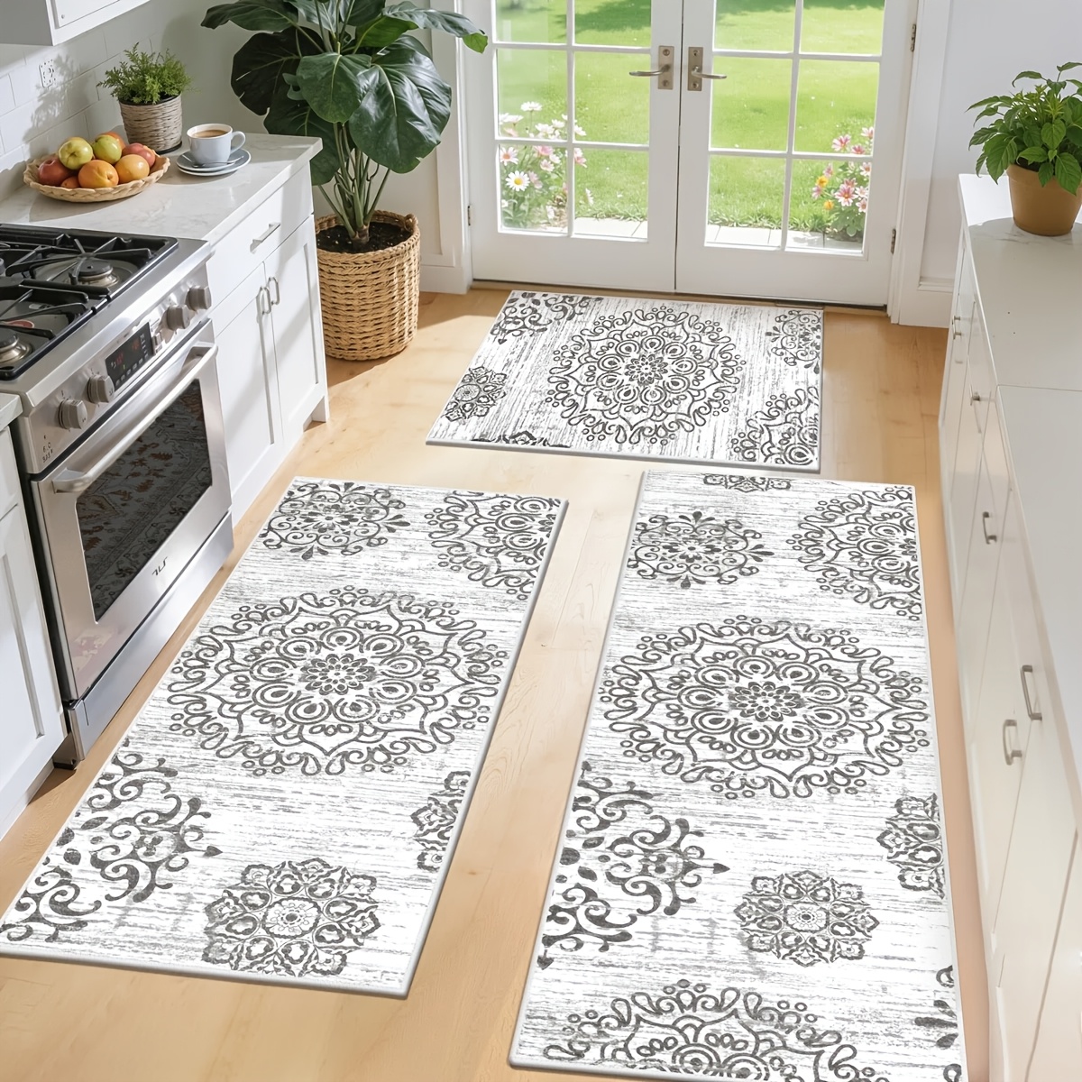 Farmhouse Kitchen Rugs Sets Of 3 Non Slip Washable Boho Kitchen Rugs And Mats For Floor Kitchen Runner Mat Floor Mat For Kitchen, Laundry