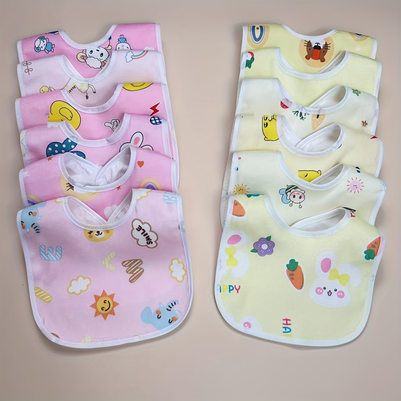 Image of 6pcs/set Baby Cartoon Drool Bib Newborn Soft Feeding Bib Toddler Bib For Girls Boys