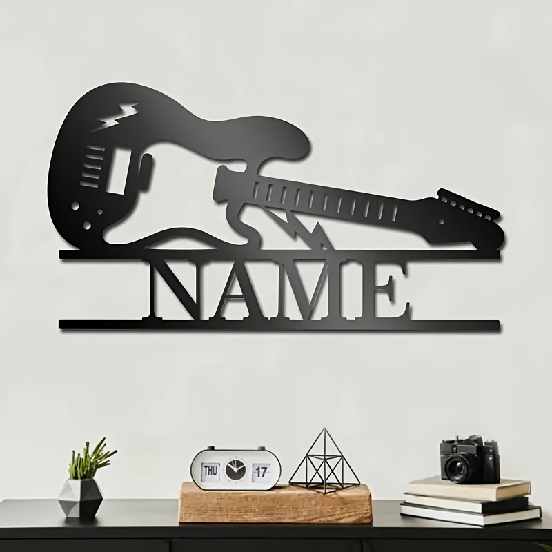 

Custom Guitar Name Metal - Personalized Home & Door Decor, Indoor Scene Setting, No Battery Required