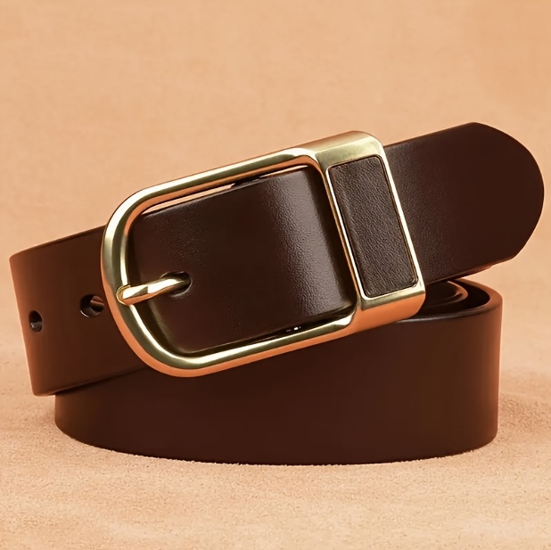 Men's Premium Genuine Leather Belt with Golden-Tone Buckle – Sleek Black Designer Style for Jeans, Perfect Gift Idea