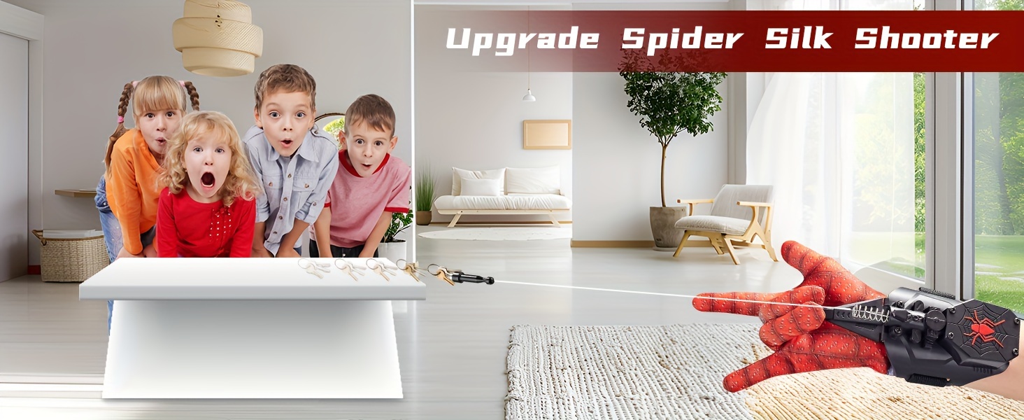 spider silk shooter automatic reel with gloves and magnetic adhesive suitable for ages 3 8 details 0
