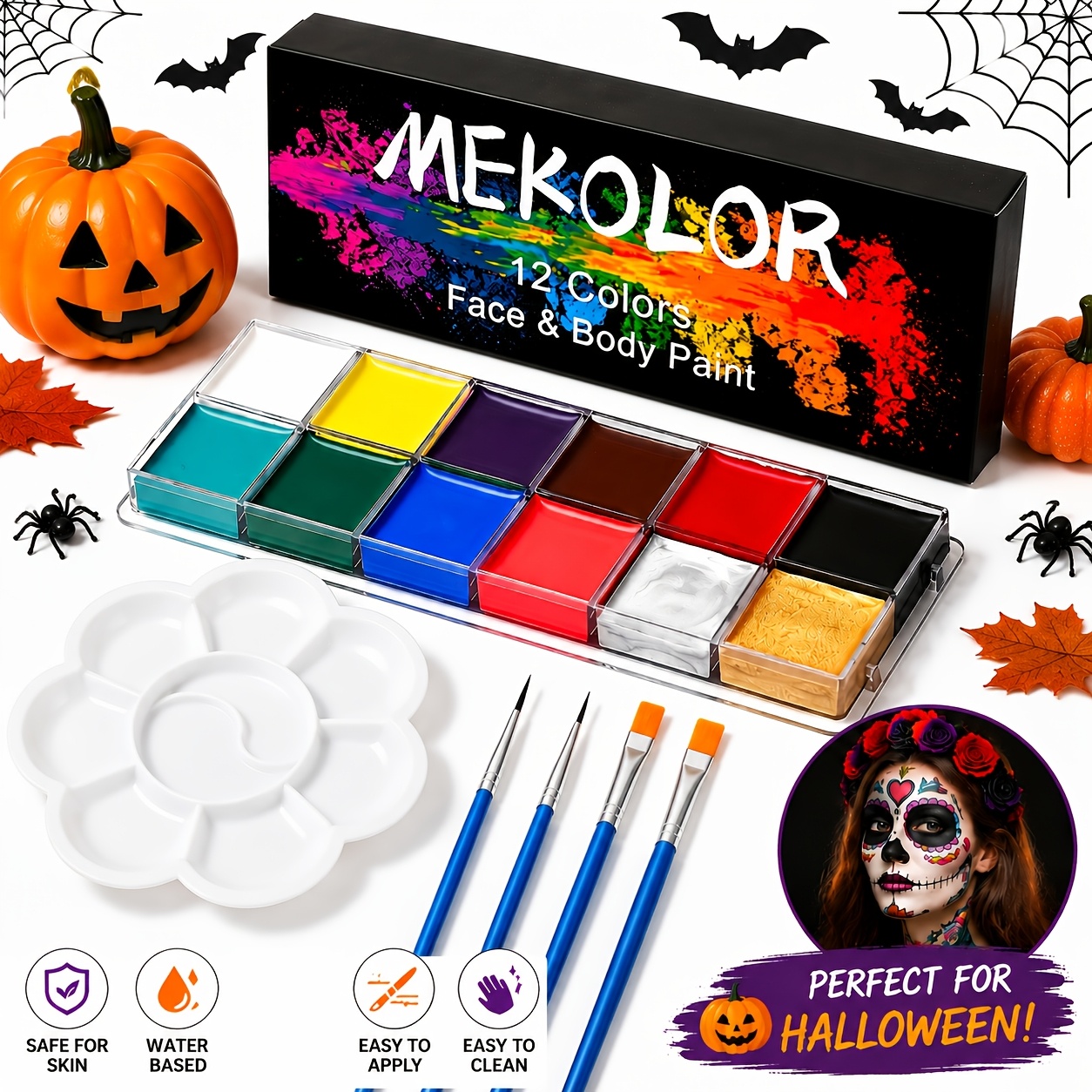12-color Halloween Oil-based Body Paint For Face And Body, Dramatic Makeup For Theatrical Applications, Dance Performances