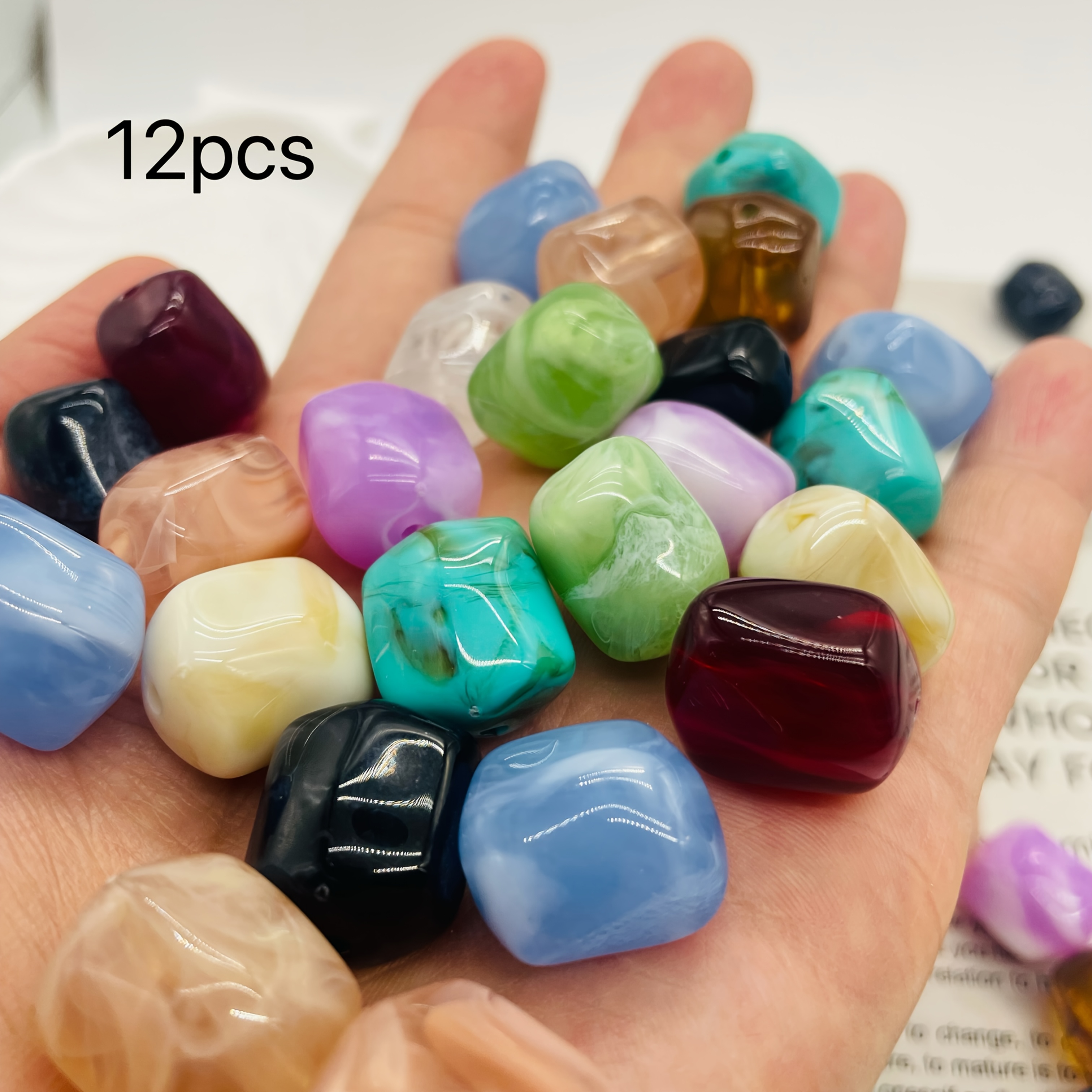 E-shop Perlen Chinesischer Stil Multicolor Unregelmäßige Lochperlen 15 X 18mm Acryl Armband Kleidung Zubehör Schmuckteile