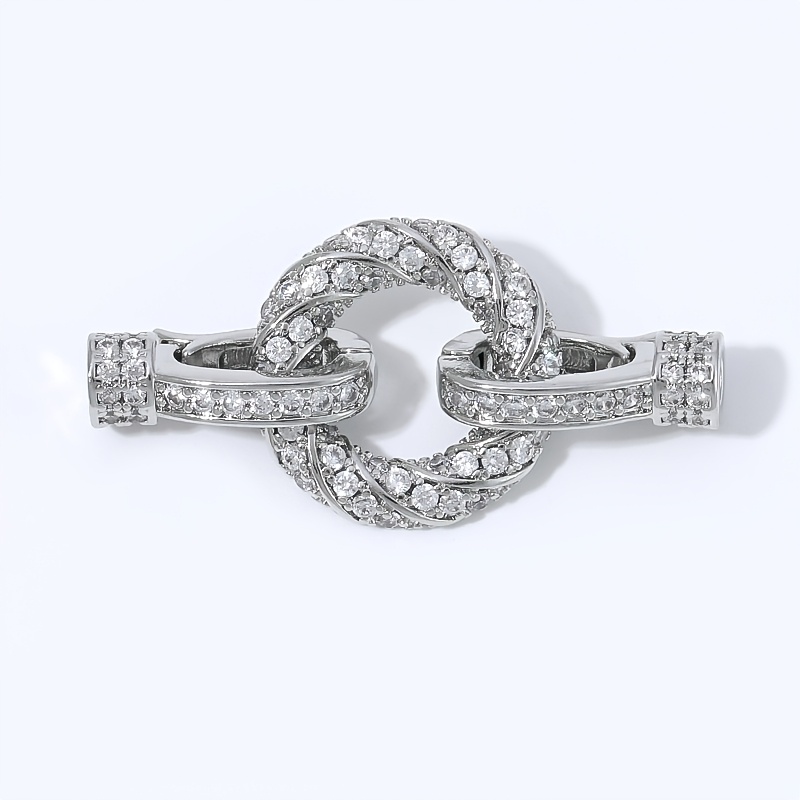 TEMU 1pc 1pcs Suitable For Making 18k Gold Plated Micro Pave Cubic & Full / Twisted Interlocking Ring Clasp, Spring Connector For Necklace Bracelet