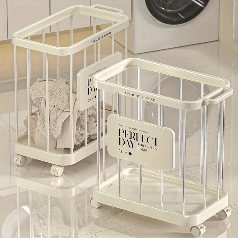 

Large Capacity Stainless Steel Laundry Hamper With Wheels - Storage Basket For Clothes, - Ideal For Bathroom, Bedroom & Living Room Organization