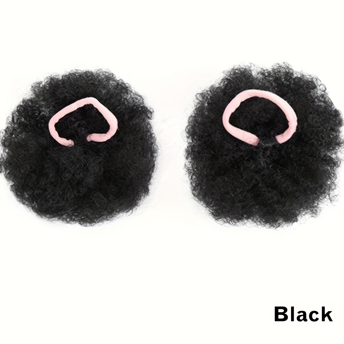 TEMU 2pcs African Puffy Bun Hair Accessory Set, Women's Ponytail Accessory, Black Curly Hair Volume Enhancer, Suitable For Party And Daily Styling, A