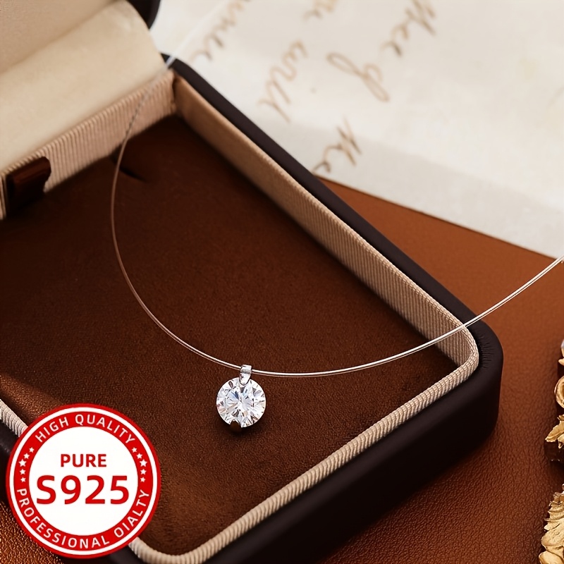 Women's Transparent Personalized Zirconia Pendant Necklace