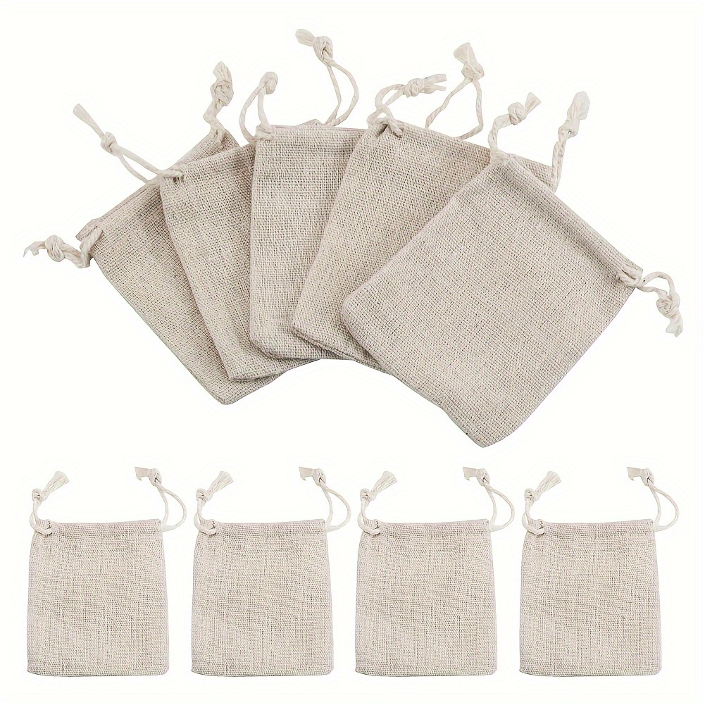 

10pcs Cotton Packing Pouches Drawstring Bags For Christmas Birthday Gift Jewelry Display Storage Package Practical Convenient Supplies 10-17x8-12cm