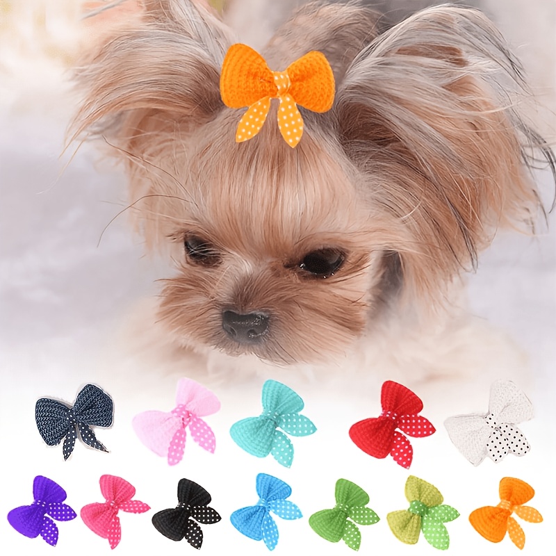 TEMU 4pcs Elegant Bow Pet Hair Clip - Colorful Design Comfortable And Safe, Suitable For Cats And Dogs, Classic Universal Hair Accessories, Essential