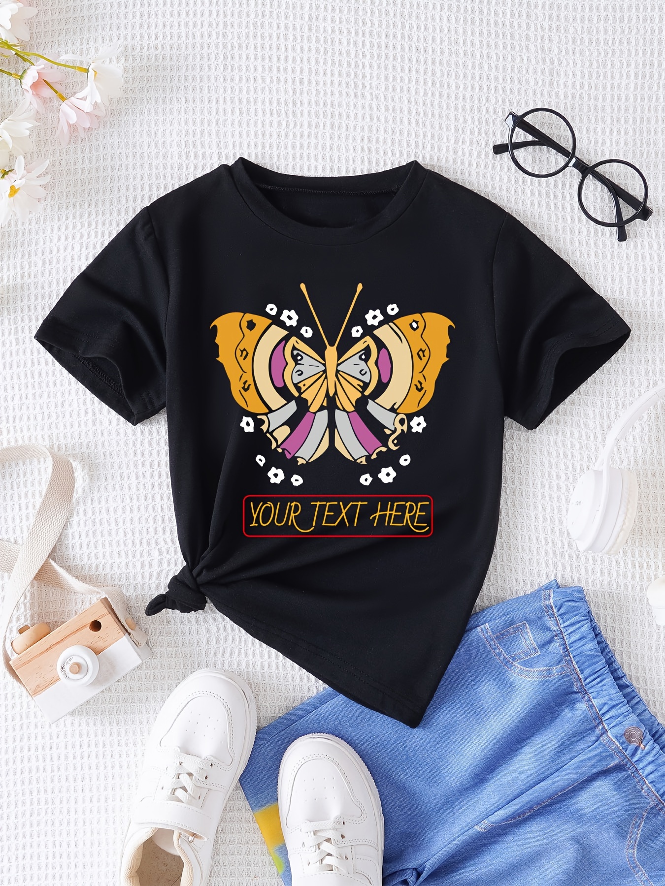 Vibes Graphic Print T shirt Girl s Anime Summer Summer Kids Temu