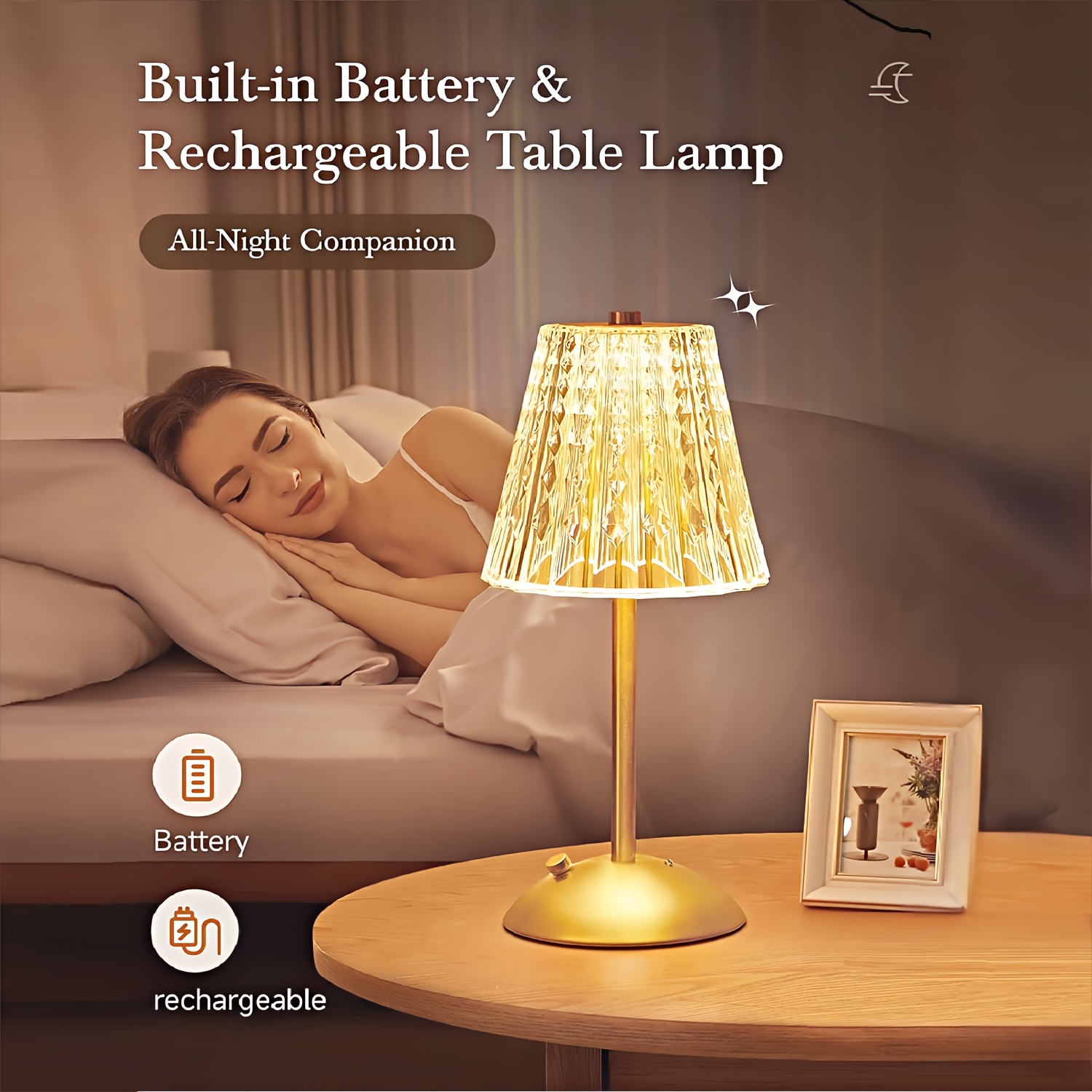 dimmable crystal cordless table lamp modern led table lamp Temu