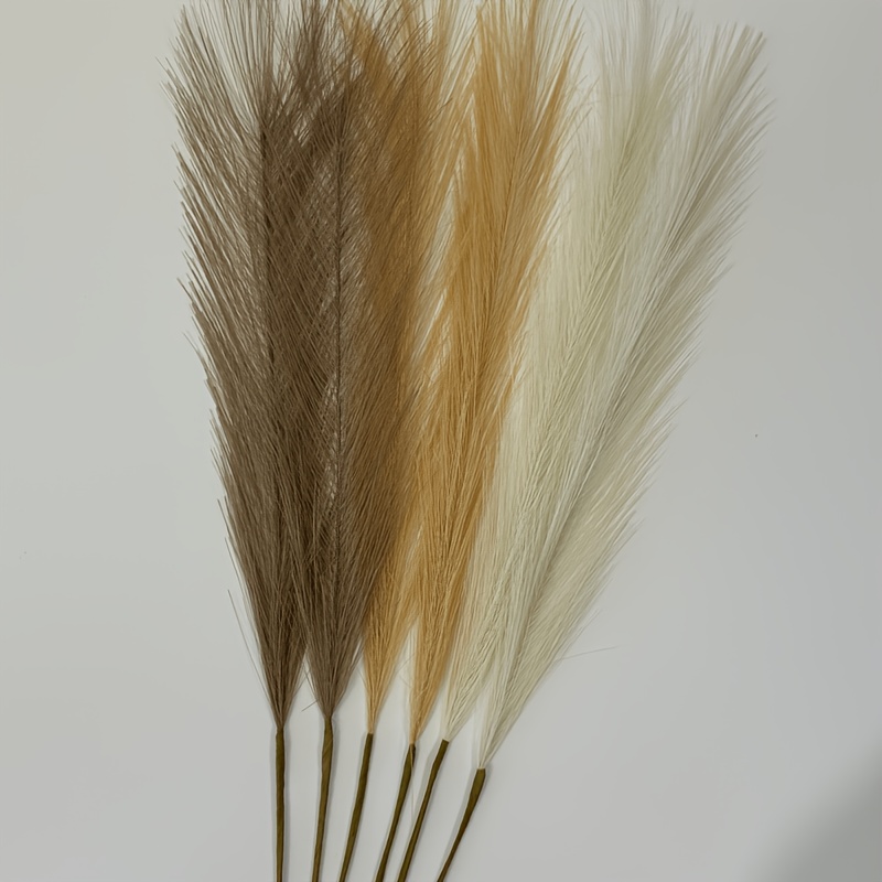 TEMU 6-pack Fluffy Artificial Pampas Grass | Bohemian Style Home Decor Flowers | Vase Arrangement For Weddings And Holiday Decor | Realistic Texture