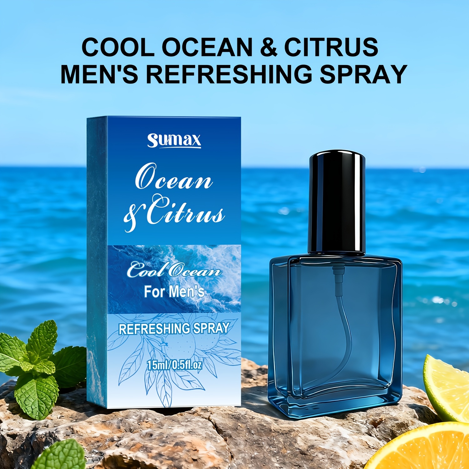 Cool Cool Ocean And Citrus Men Refreshing Spray, Men Deodorant Spray, Underarm Care, Sea Salt Freshness, Unpleasant Odor, Lasts for 48 Hours, Essential for Dates, Displays Personal Charm, Festival Gift, Travel Portable