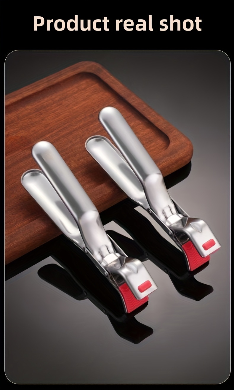 [Anti-Scald Clip] Heavy-Duty Stainless Steel Anti-Scald Clip Compatible for Air Fryer, & Steamer - Heat-Resistant Kitchen Tool with Non-Slip Bowl/Plate Grabber, Steaming Clip - for Hot Pots/Pans, - Utensil (410 Stainless Steel)