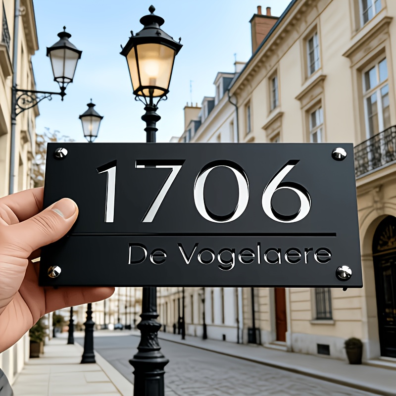 TEMU Personalized Custom Acrylic Double-layer House Number, Personalized Outdoor Address Decor Sign, Suitable For Home, Office, Store, And Apartment,