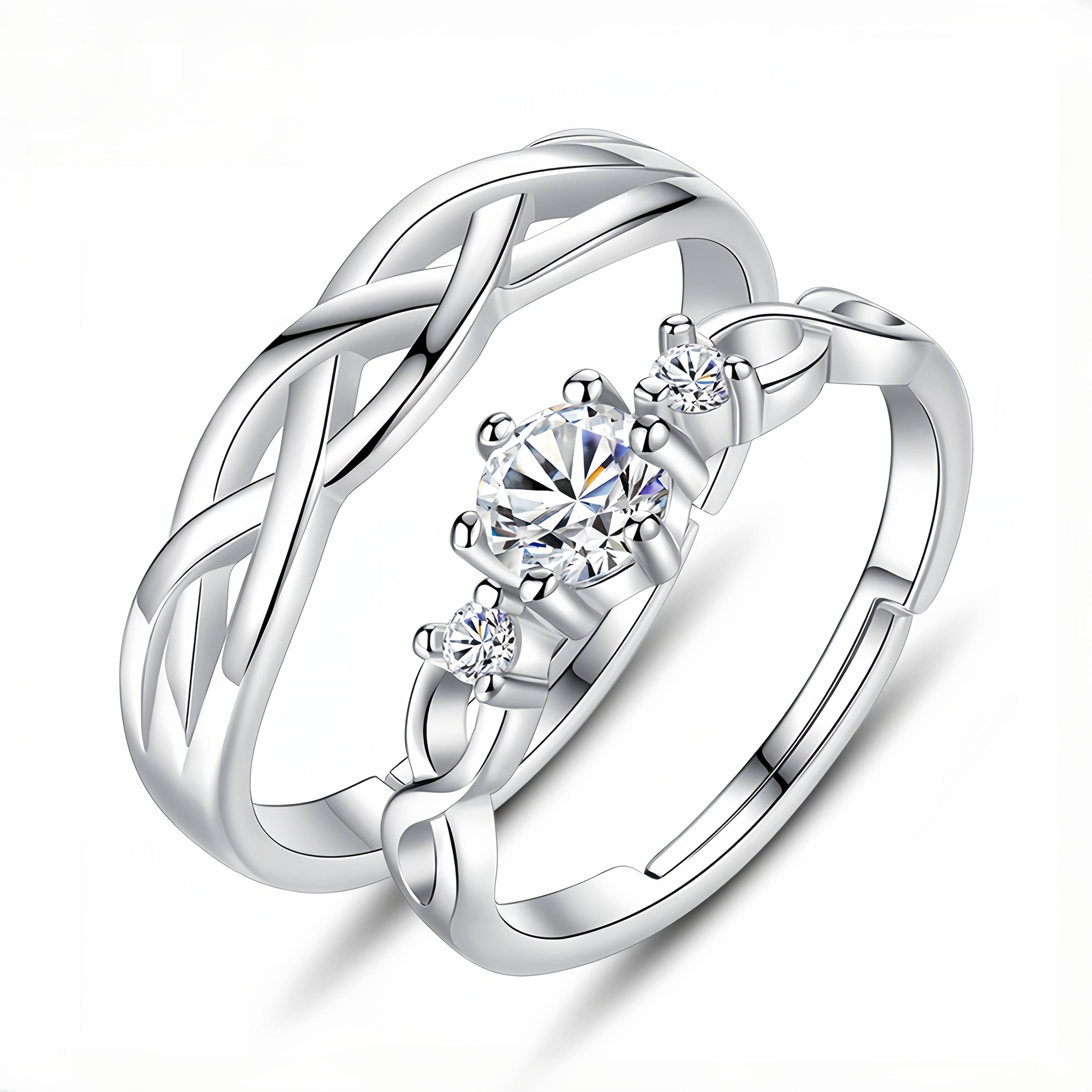 TEMU 2pcs Couple Rings, A Fashionable Love Open Adjustable , Suitable For Wedding Rings, Valentine's Day, Anniversary Surprise Gifts