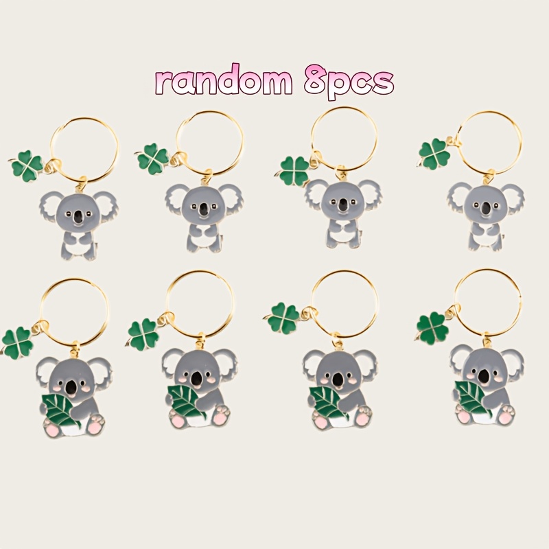 8pcs Set Of Koala And Clover Keychains (two Styles Of Koala Dispatched), Pendant, Decorative Keychain Pendant, Suitable As Party Gift, Birthday Gift, Holiday Gift, Thank-you Gift, Gift, Good Luck Gift