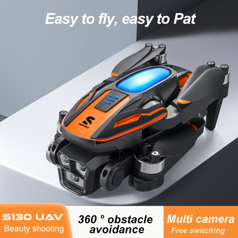 S130 Brushless Motor Drone with Triple HD FPV Cameras, Foldable Quadcopter with GPS/Optical Flow Positioning, 360° Obstacle Avoidance, Brushless Motor, One-Key Takeoff/Landing, Follow Me/Trajectory Flight, Long Flight Time - FPV Racing & Aerial Photography Drone for Adults, Beginners, Professionals - Portable RC Quadcopter with Smartphone Control, High Quality Drone, Beginner Friendly Drone, Sleek Drone Design, Modern Tech Gadget, Durable Drone Build