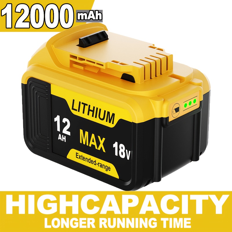 TEMU Compatible For 18v Replacement Battery 12.0ah High-capacity Lithium-ion Battery Suitable For Dcb200 Dcb101 Dcb107 Dcb112 Dcb105 Dcb203 Battery