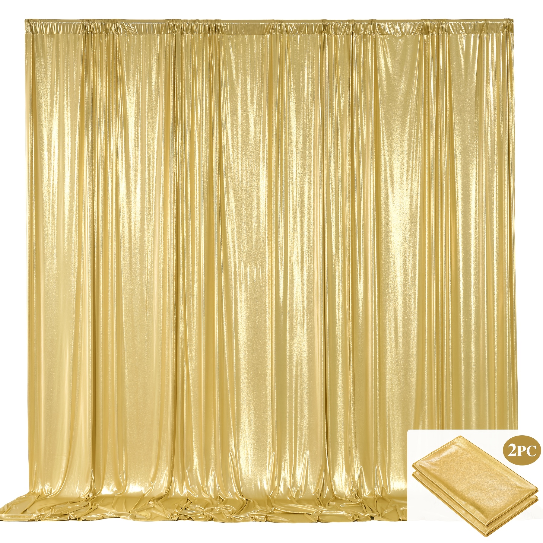 TEMU 2pcs Bannières de fond de mariage, 59" X 118" (4.9Ft X 9.8Ft) Rideaux en tissu métallique pour décoration de fête, Draperies de fond de cabine