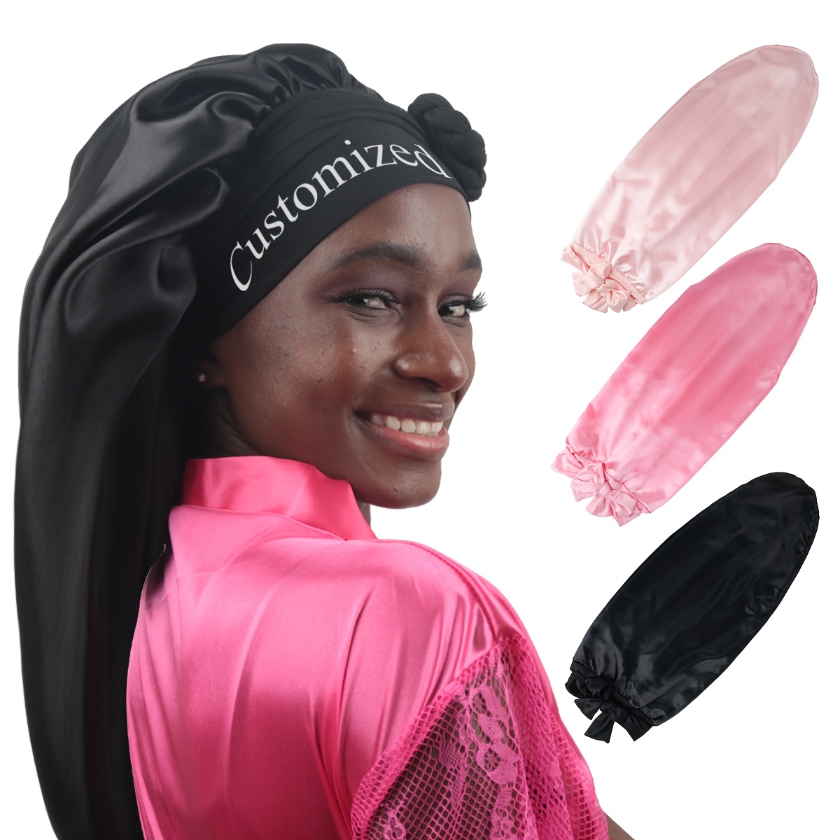 1pc custom satin bowknot braid bonnet soft breathable Temu