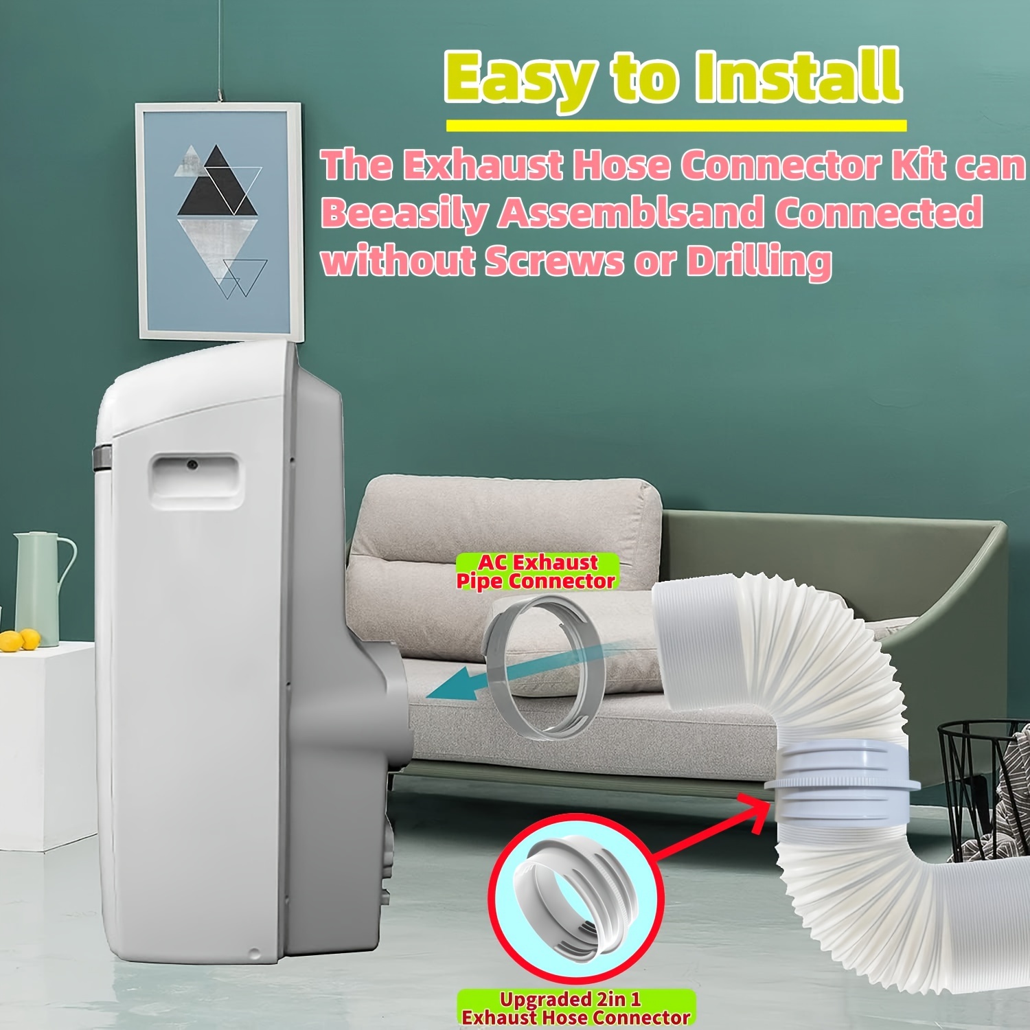 Portable Ac Exhaust Hose Connector Extension Kit 5 9 Air Conditioner Vent Coupler With Upgraded