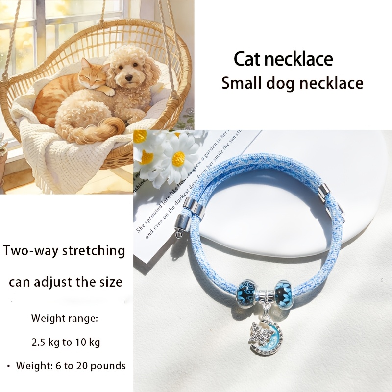 Lightweight Moon & Butterfly Pet Collar for Small Dogs & Cats