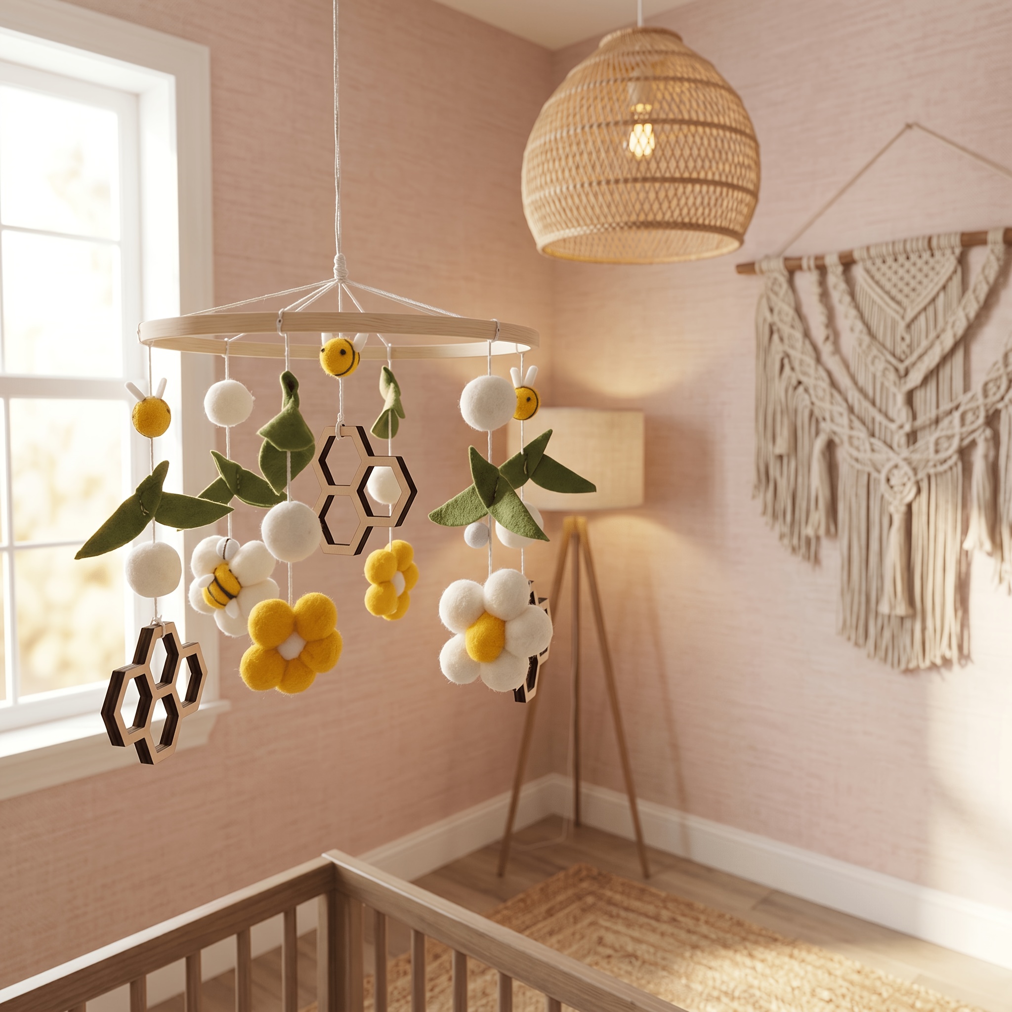 Cute Bee Cartoon Mobile, Hanging Crib Decoration