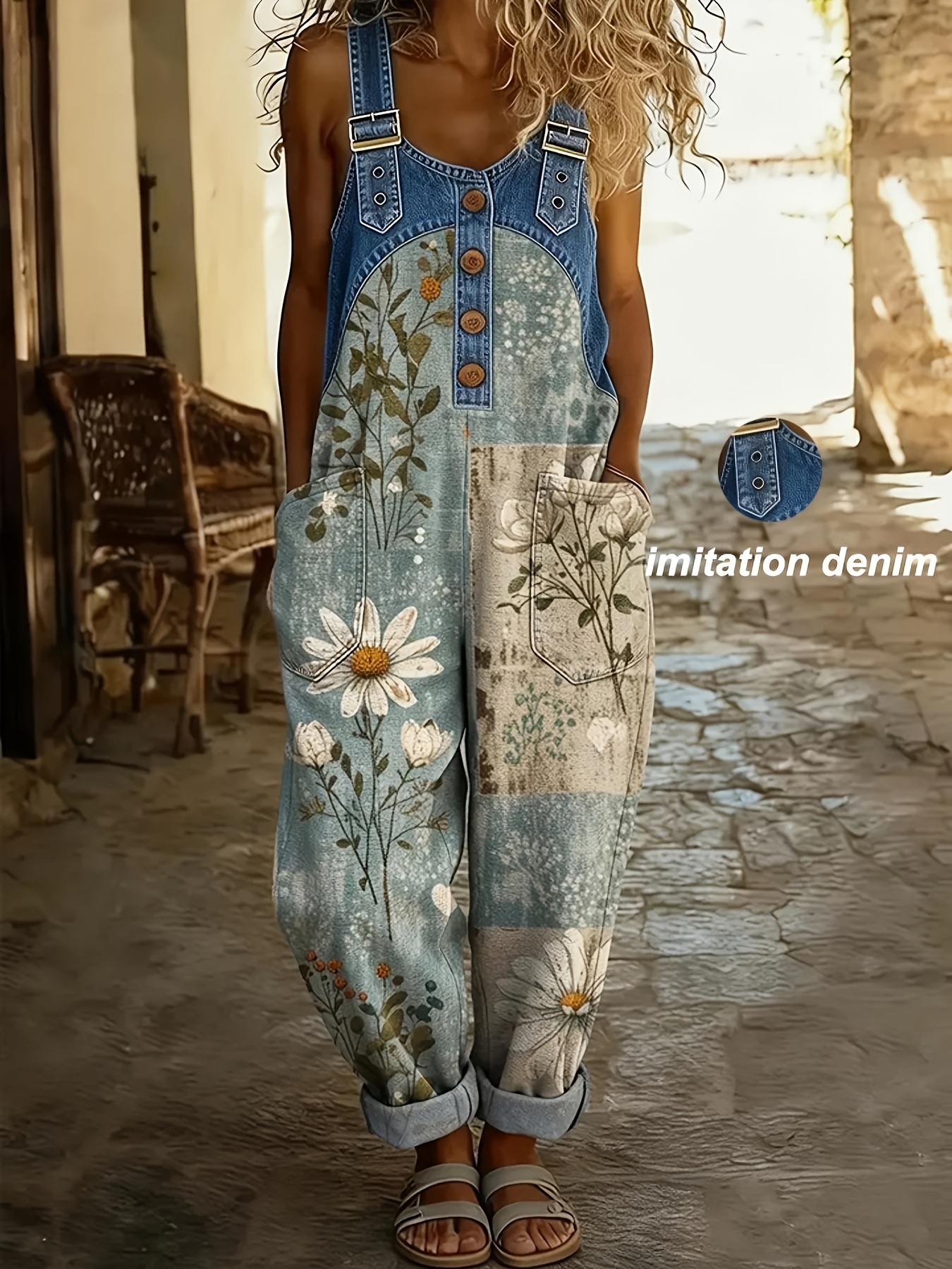printed pants not denim fabric printed pants non denim fabric european and   style womens fashionable casual jumpsuit with denim look and checkered   and two pockets